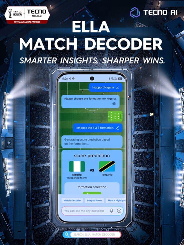من الملعب إلى الهاتف.. "TECNO" تطلق "Ella AI" لتجربة كروية غير مسبوقة في AFCON 2025 1 86607f7a 16ae 4ad7 98a7 8721489f203f